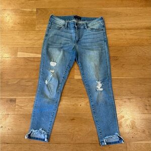Just USA Blue Ankle Cropped Jeans with Distressed Details